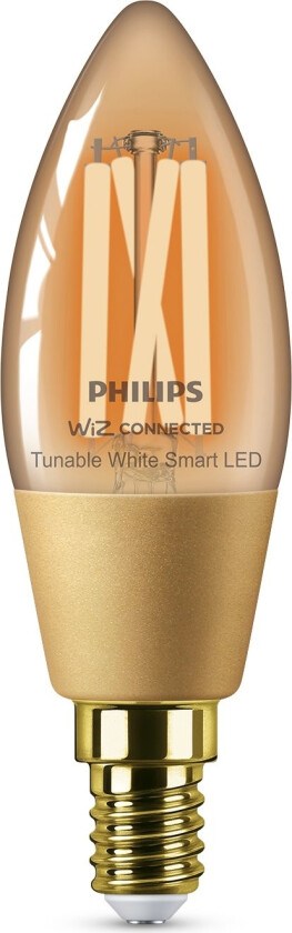 Filament kerte gul 4,9 W (tilsvarer 25 W) C35 E14, Smartpære, Gull, Translucent, LED, E14, Hvit, 2000 K
