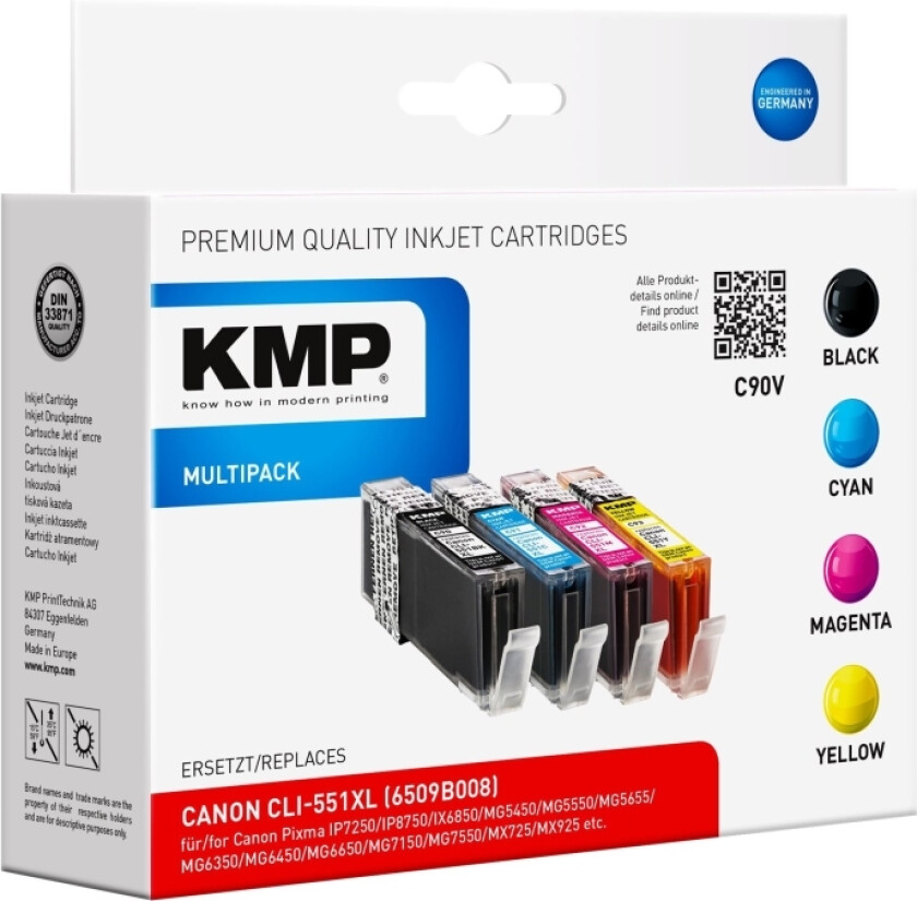 MULTIPACK C90V - 4-pack - svart, gul, cyan, magenta - kompatibel - blekkpatron (alternativ for: Canon 6443B001, Canon 6444B001, Canon 6445B001, C