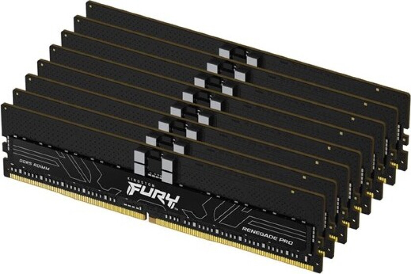 FURY Renegade Pro - DDR5 - sett - 128 GB: 8 x 16 GB - DIMM 288-pin - 5600 MHz / PC5-44800 - CL28 - registrert - on-die ECC - svart