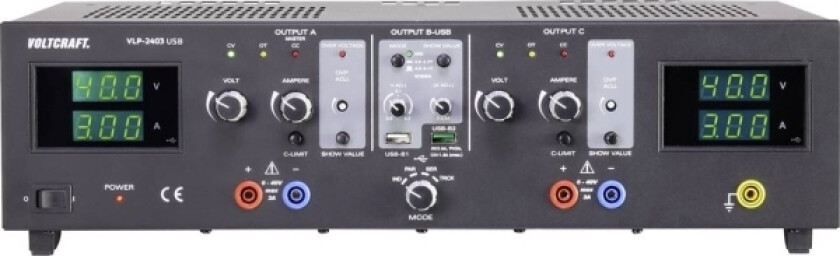 VLP-2403 laboratoriestrømforsyning, justerbar 0 - 40 V 0,01 - 3 A 273 W OVP antall utganger 4 x (VC-8146860)