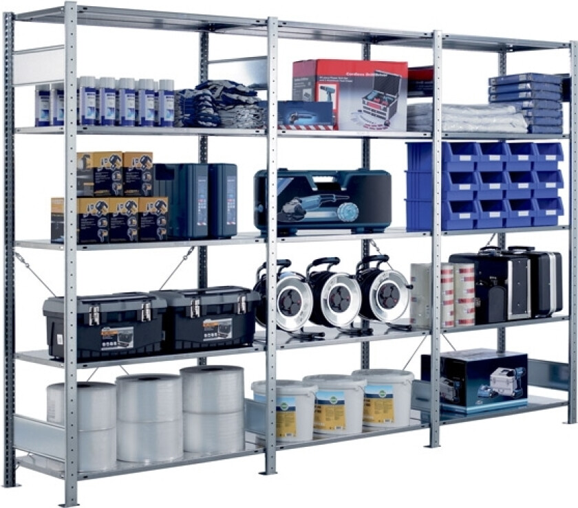 Bilde av Schulte Lagertechnik Følgesektion Boltless lagerreol, rygkryds 2000x1300x800 150 kg/hylde