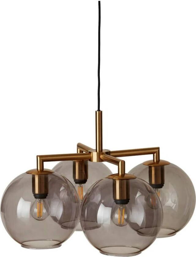 Ture pendel 30 cm Messing-røykfarget glass