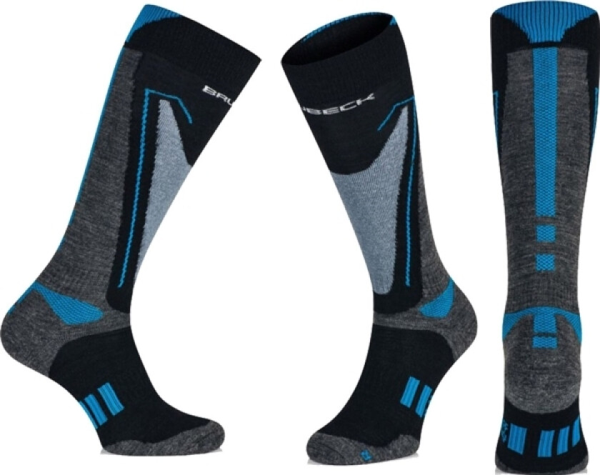 BSN002/M Herresokker Snow Force Lys grå/blå M/39-41