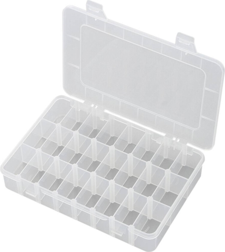 TRU COMPONENTS EKB-206 Sortimentskasse (L x B x H) 200 x 130 x 35 mm Antal fag: 24 Variabel underopdeling Indhold 1 stk