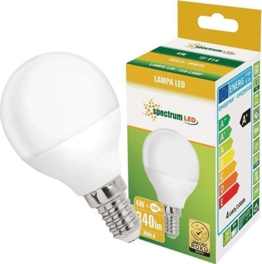 Żarówka LED kulka E14 230V 4W neutral NW SPECTRUM