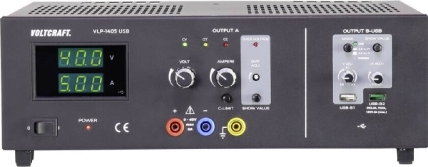 VLP-1405 laboratoriestrømforsyning, justerbar 0 - 40 V 0,01 - 5 A 233 W OVP antall utganger 3 x (VC-8146850)