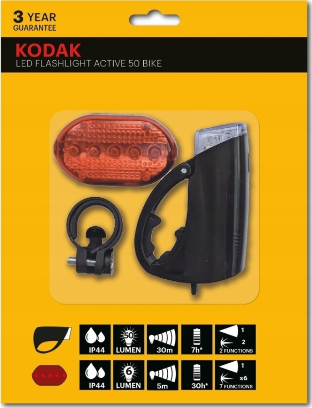 Bilde av Bicycle Lamps Led Kodak Active 50 2 pcs. Front + Rear Ip44