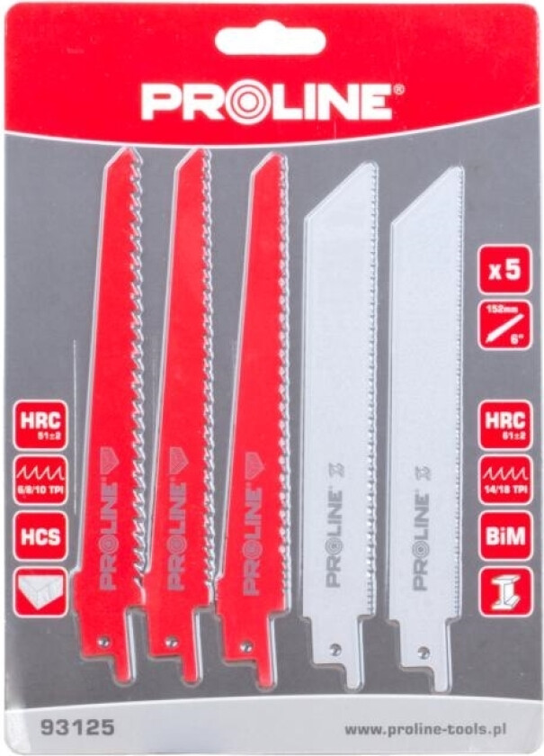 Pro-Line sagblad for tre og metall for stempelsag, 5 stk. (93125)