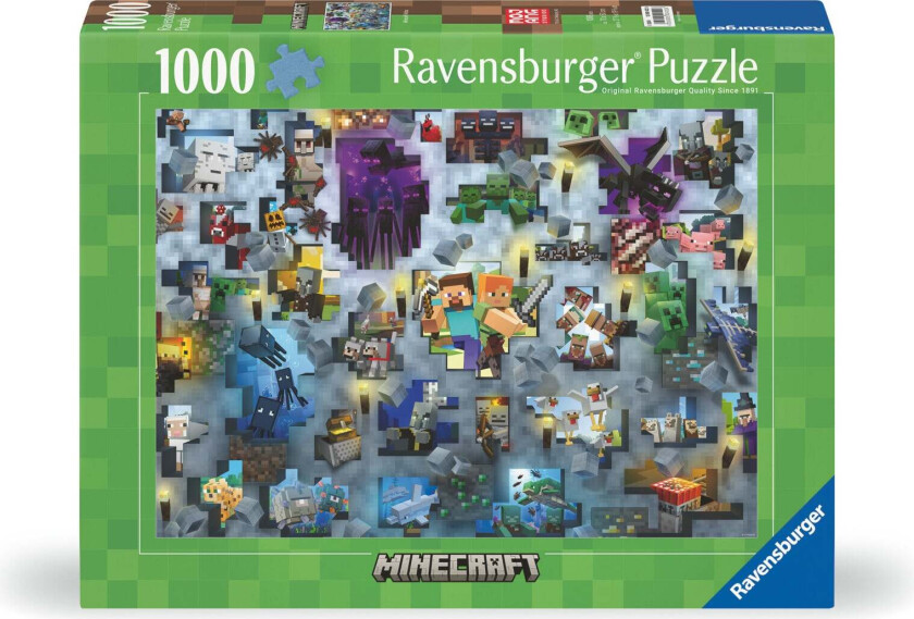 Puslespill 1000 Minecraft Mobs Ravensburger