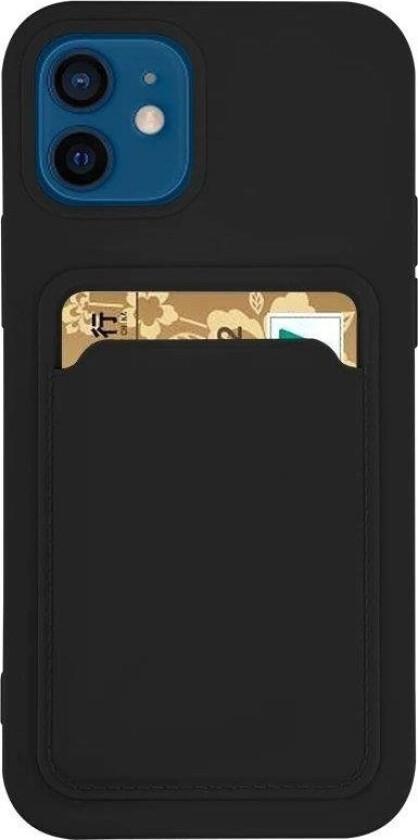 Card Case Silikon Lommebokveske Med Kortspor Dokumenter Til Samsung Galaxy A22 4G Svart