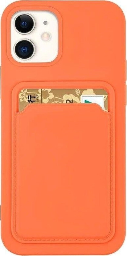 Card Case Silikon Lommebokveske Med Dokumentkortlomme For Iphone 13 Mini Orange