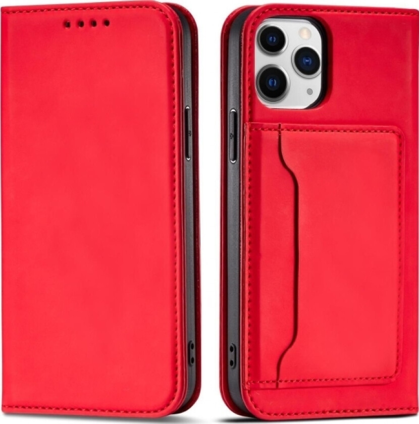 Magnet Card Case-Deksel Til Iphone 12 Pro, Deksel, Lommebok For Kort, Kortstativ, Rød