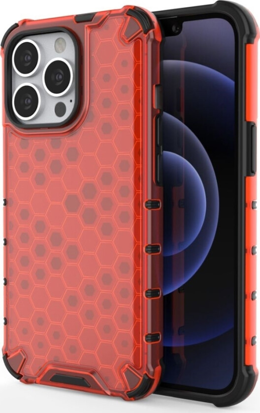 Honeycomb Pansret Deksel Med Gelramme For Iphone 13 Pro Rød
