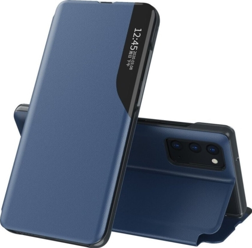 Eco Leather View Case Elegant Deksel Med Klaff Og Stativfunksjon For Samsung Galaxy A72 Blå