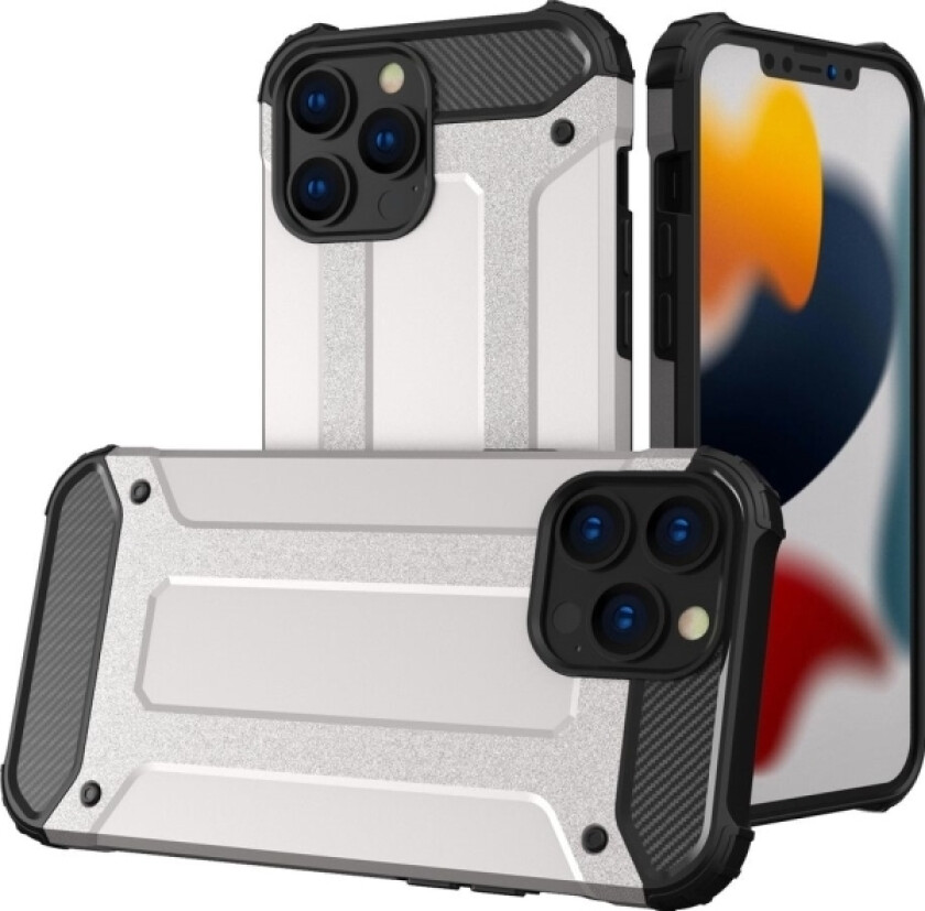 Hybrid Armor Pansret Hybriddeksel, Deksel Til Iphone 13 Pro, Sølv