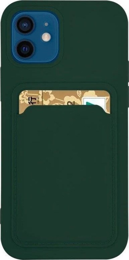 Card Case Silikon Lommebokveske Med Kortspor Dokumenter For Samsung Galaxy A22 4G Mørkegrønn
