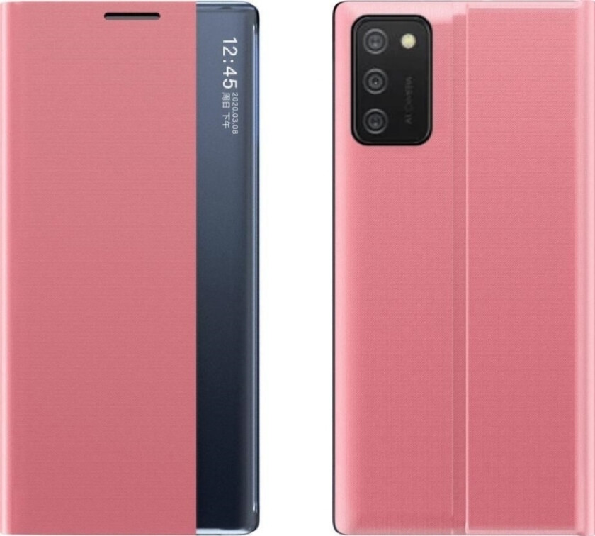 Clear View Nytt Sleep Case-Deksel Med Klaff Og Stativfunksjon For Samsung Galaxy A03s (166.5) Rosa