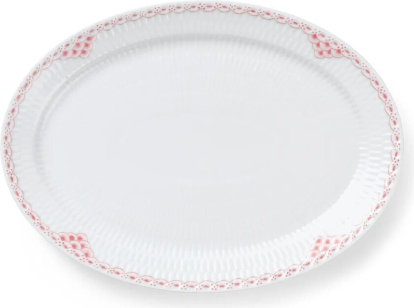 Coral Lace ovalt fat 21x28,5 cm Korall-hvit