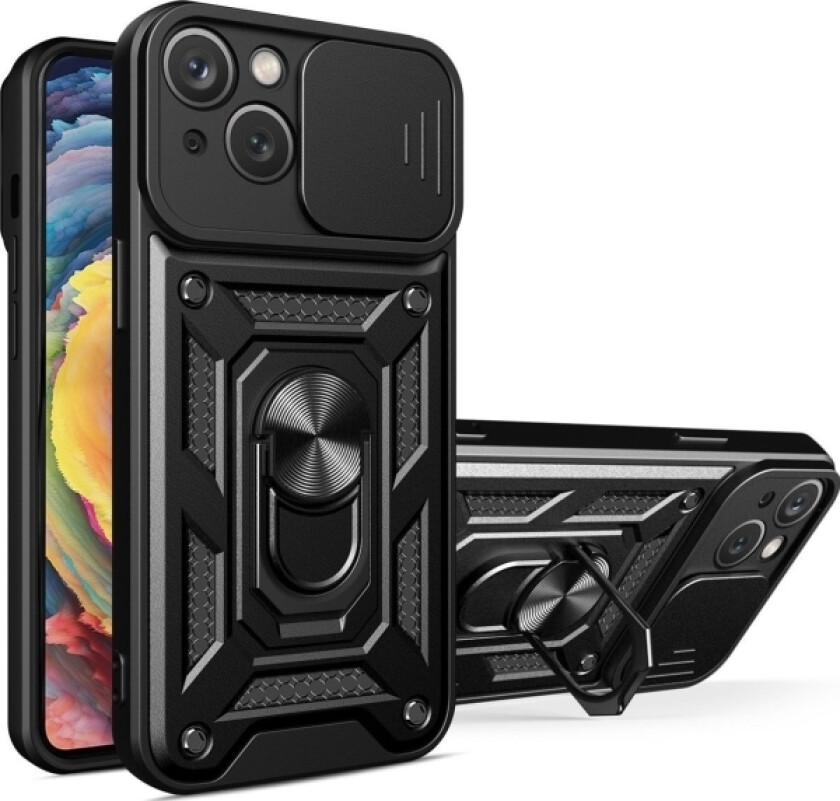 Hybrid Armor Camshield Iphone 14 Plus Deksel Pansret Deksel Med Kameradeksel Sort