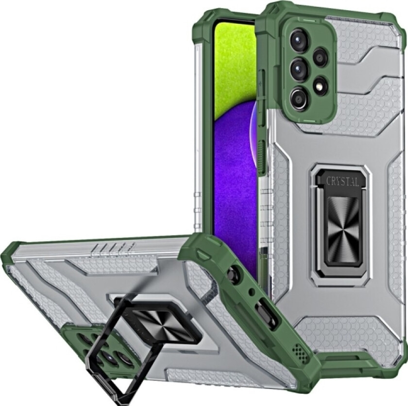 Crystal Ring Case Pansret Hybriddeksel + Magnetisk Holder Samsung Galaxy A72 4G Grønn