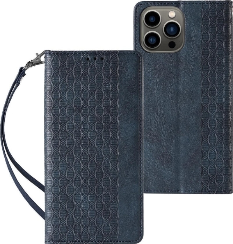Magnet Strap Case For Samsung Galaxy S23 Flip Cover Lommebok Mini Lanyard Stativ Blå