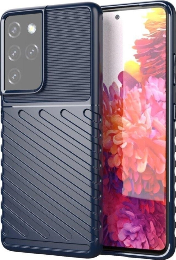 Thunder Case Fleksibelt Pansret Deksel Til Samsung Galaxy S22 Ultra Blå