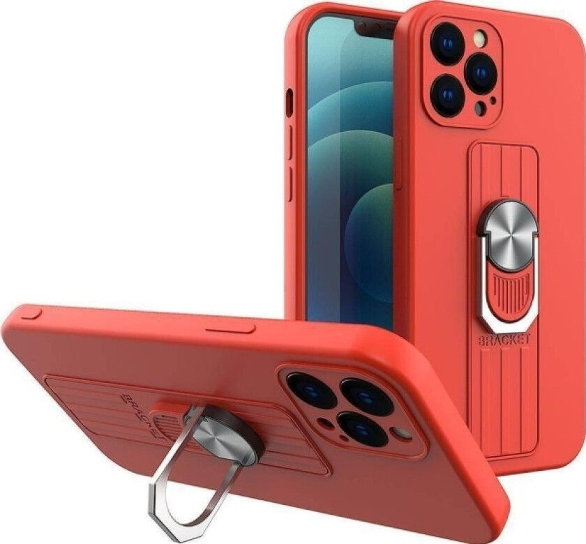 Etui Ring Case Silikonetui Med Fingergrep Og Stativ Til Xiaomi Poco X4 Pro 5G Red Case