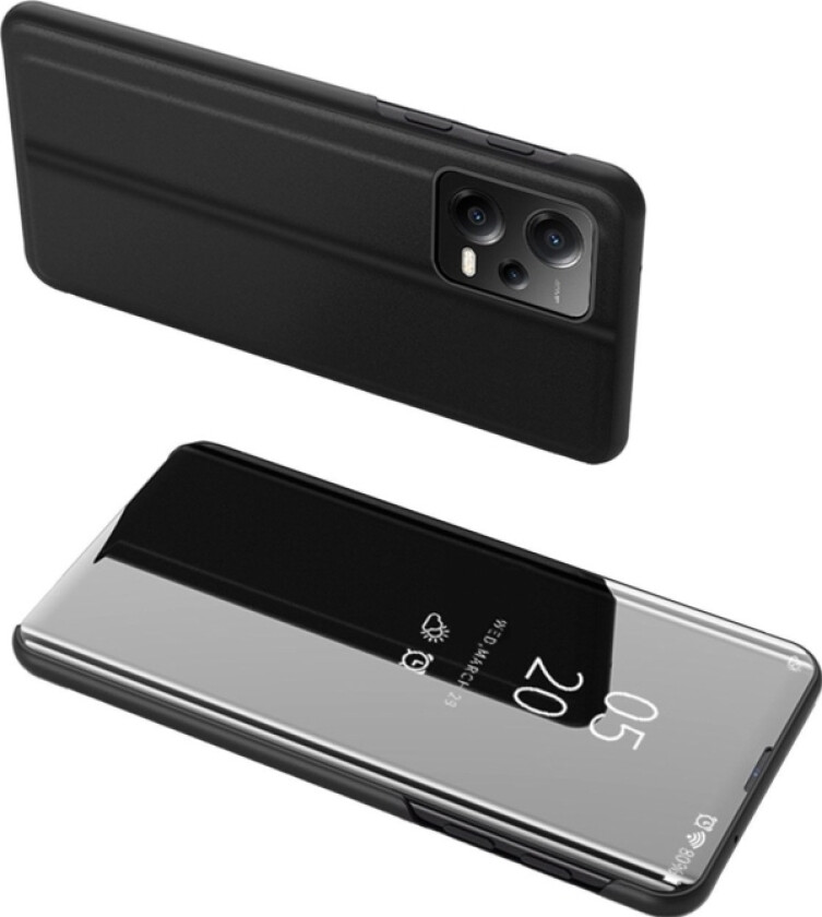 Clear View Case Etui Til Xiaomi Redmi Note 12 5G / Poco X5 5G Pokrowiec For Klapk Sort