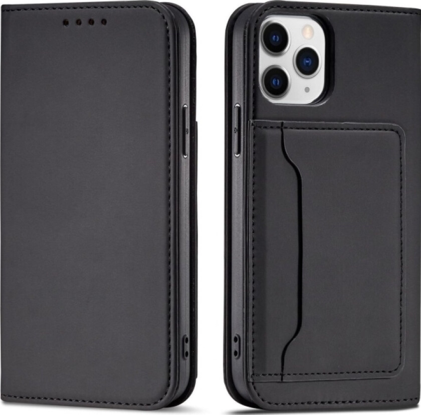 Magnet Card Case-Deksel Til Iphone 12 Pro-Deksel, Kortlommebok, Kortstativ, Svart