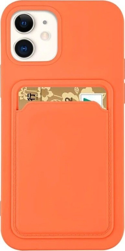 Card Case Silikon Lommebokveske Med Dokumentkortlomme For Iphone 12 Pro Max Oransje