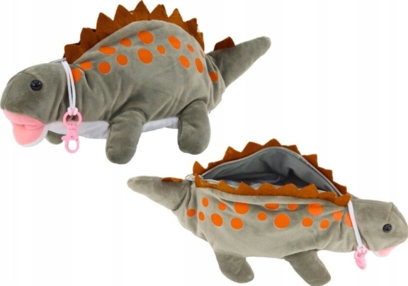 Leantoys Plysj Dinosaur Penal Etui Oppbevaringsboks Anheng Grå