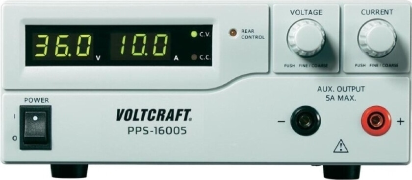 Voltcraft laboratoriestrømforsyning, justerbar PPS-16005 1 - 36 V/DC 0 - 10 A 360 W 2 x USB, fjernprogrammering (PPS-16005)