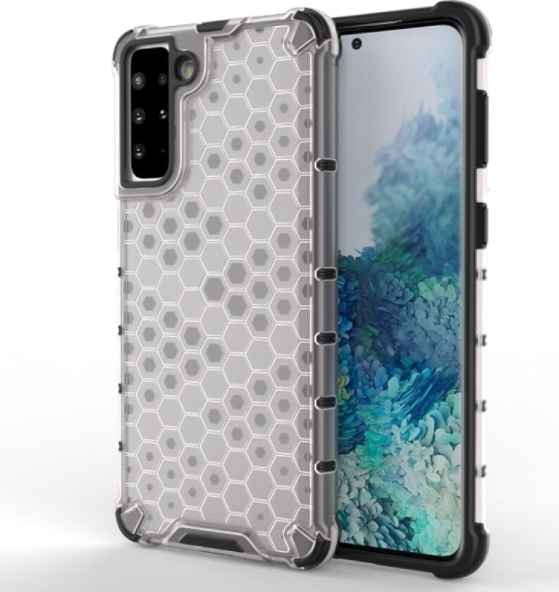 Honeycomb-Deksel Pansret Deksel Med Gelramme For Samsung Galaxy S21+ 5G (S21 Plus 5G) Gjennomsiktig