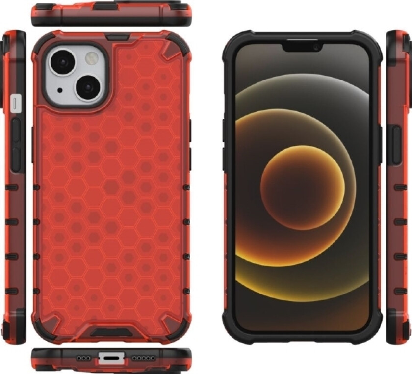 Honeycomb Pansret Deksel Med Gelramme Iphone 13 Rød