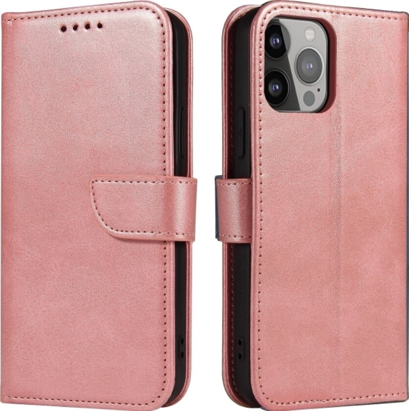Magnet Case Elegant Deksel Med Klaff Og Stativfunksjon For Iphone 13 Pro Rosa