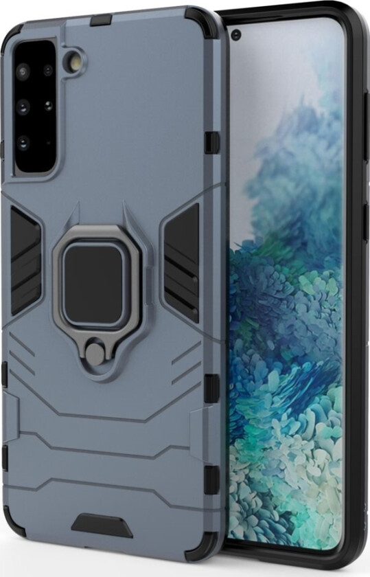 Ring Armor Pansret Hybriddeksel + Magnetisk Holder Samsung Galaxy S21+ 5G (S21 Plus 5G) Blå