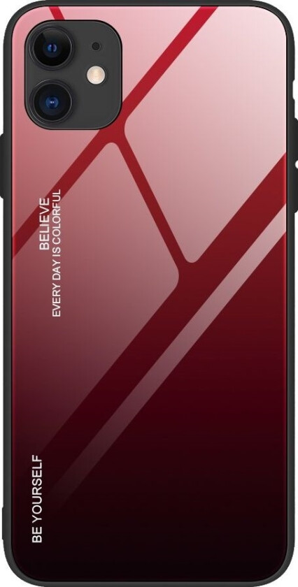 Gradient Glass-Deksel, Deksel, Overlegg I Herdet Glass, Iphone 12 Mini, Svart Og Rød