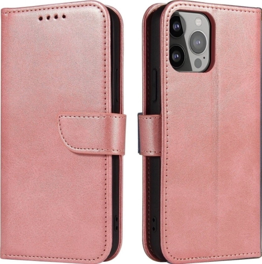 Magnet Case Elegant Deksel Med Klaff Og Stativfunksjon For Iphone 14 Pro Rosa