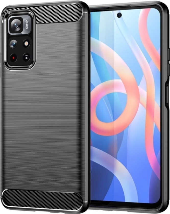 Carbon Case Fleksibelt Deksel For Poco M4 Pro 5G Svart