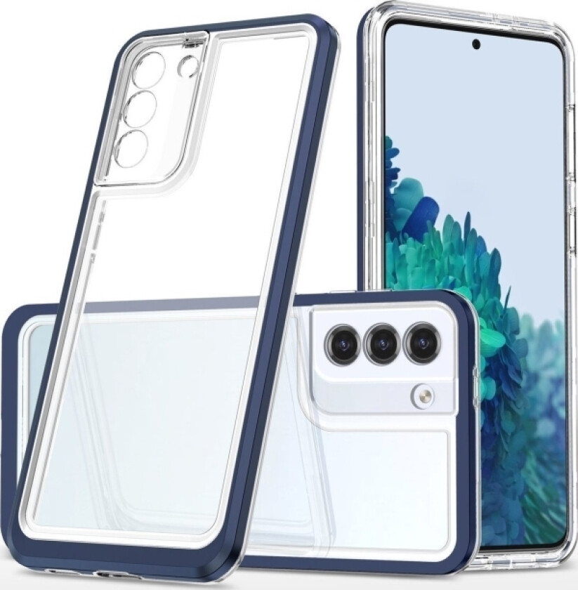 Clear 3In1 Deksel Til Samsung Galaxy S23 Silikondeksel Med Ramme Blå