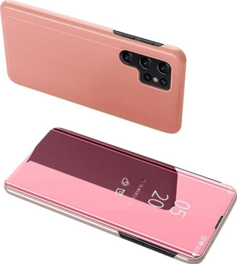 Clear View Case-Deksel Til Samsung Galaxy S23 Ultra Deksel Med Klaff Rosa
