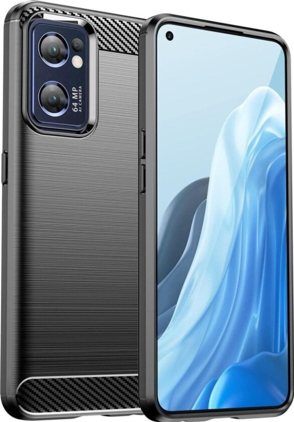 Carbon Case Realme Narzo 50 5G Fleksibelt Silikone Carbon Cover Sort