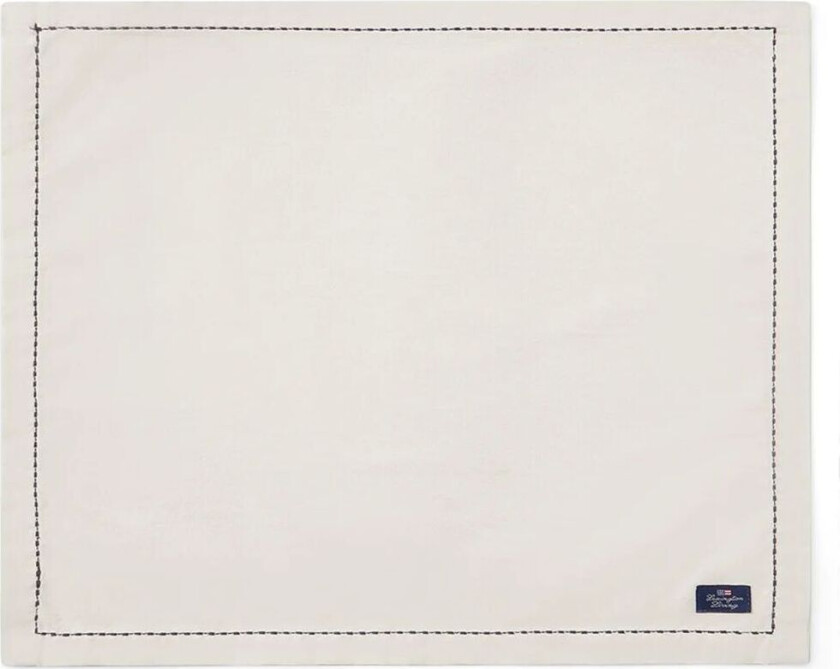 Org Cotton Oxford bordbrikke stitches 40 x 50 cm Beige-dark gray