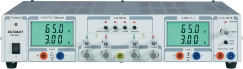 Voltcraft laboratoriestrømforsyning, justerbar VSP 2653 0,1 - 65 V/DC 0 - 3 A 399 W 3 x (VSP 2653)