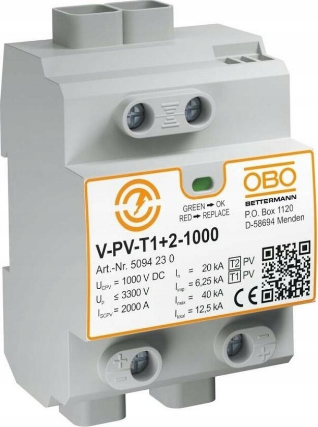 Surge Arrester Pv 1000V Dc B + C Type 1 + 2 V-Pv-T1 + 2-1000 5094230