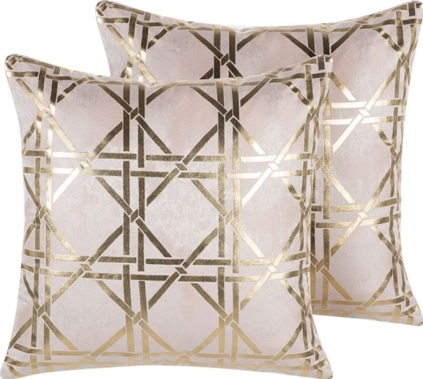 Set Of 2 Decorative Pillows Geometric 45 X 45 Cm Pink Cassia Formula