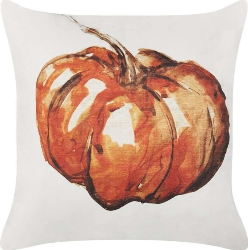 Velor Decorative Pillow With 45 X 45 Cm Beige Pumpkins With Orange Curbit