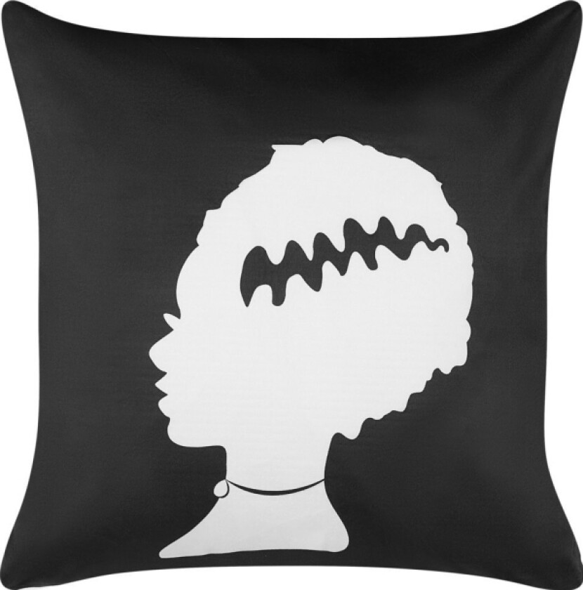 Velor Decorative Pillow With Monster 45 X 45 Cm, Black With White Mandeville