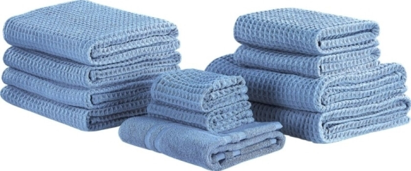 Set Of 11 Blue Cotton Towels