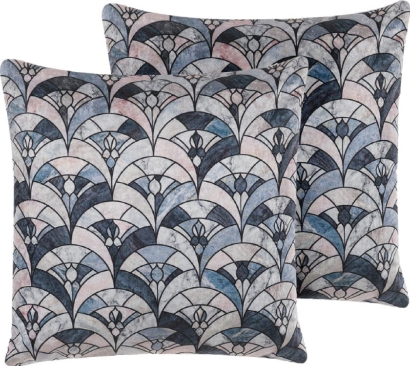 Set Of 2 Decorative Cushions 45 X 45 Cm Blue-Yellow Color Koodalis